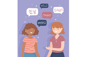 girls saying hello, a Person Illustration by studiogstock