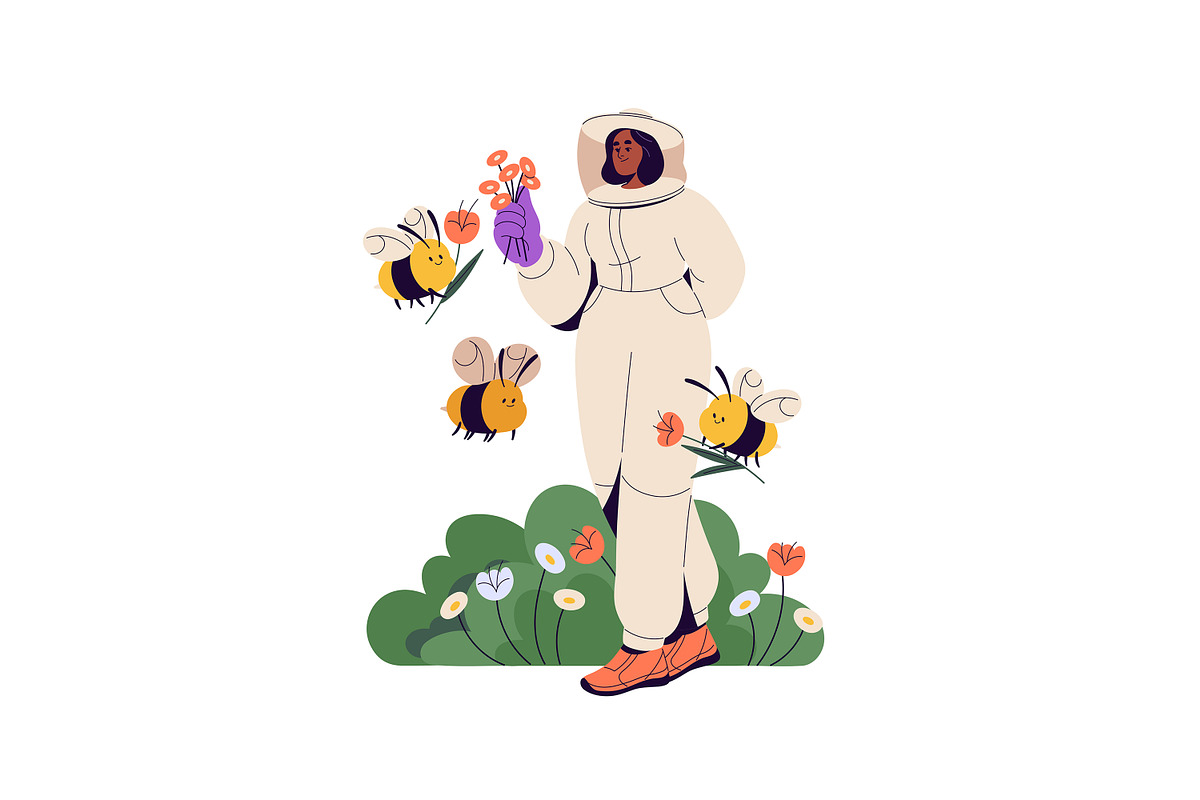 Apiarists gather honey. Beekeeping, a Person Illustration by PaperTrident (Photo 8 of 9)