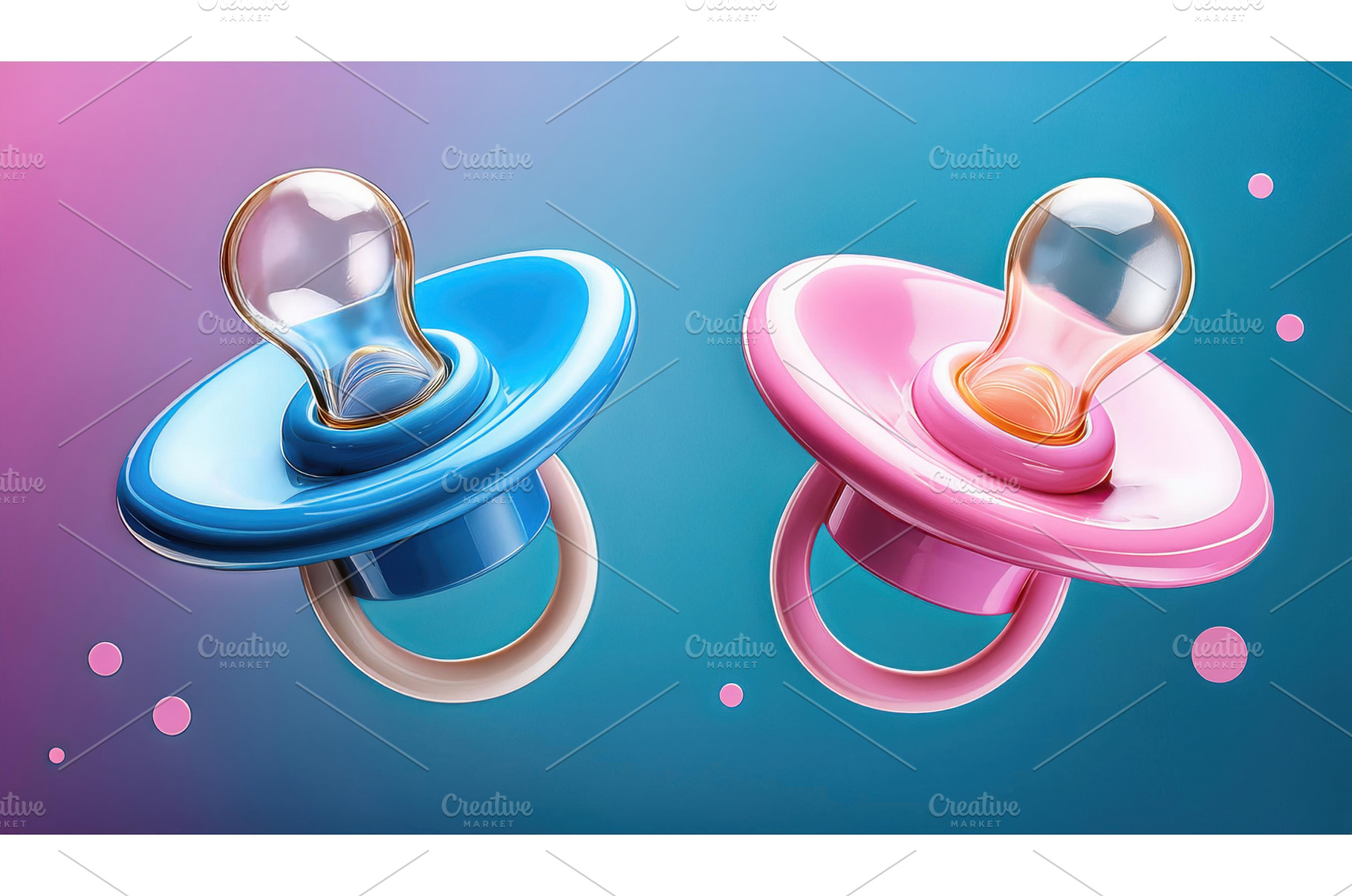 Two colorful pacifiers representing, a Background Photo by Igor Tichonow