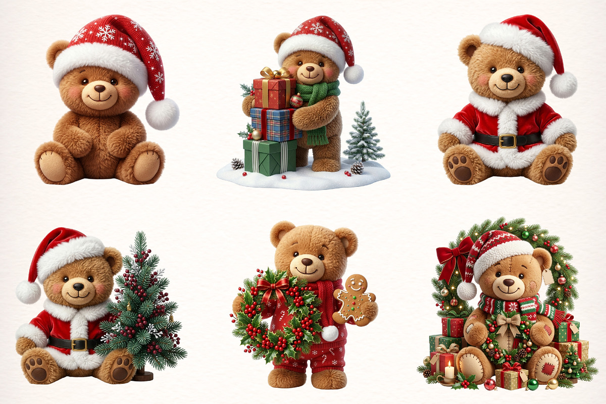 Christmas Teddy Bear Clipart, a Transportation Illustration by Digital Artistic99 (Photo 2 of 9)