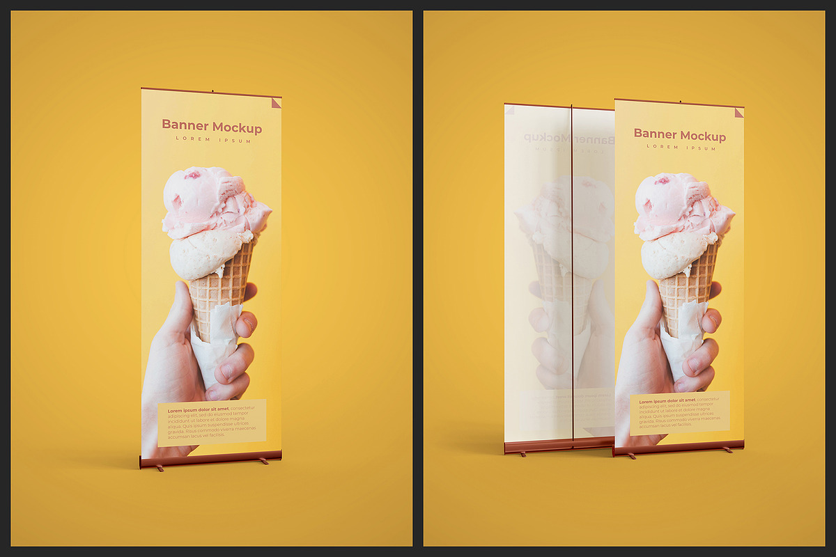 Yellow Roll Up Banner Mockup - 4 PSD, an Advertising Mockup by Muhazdinata (Photo 1 of 6)