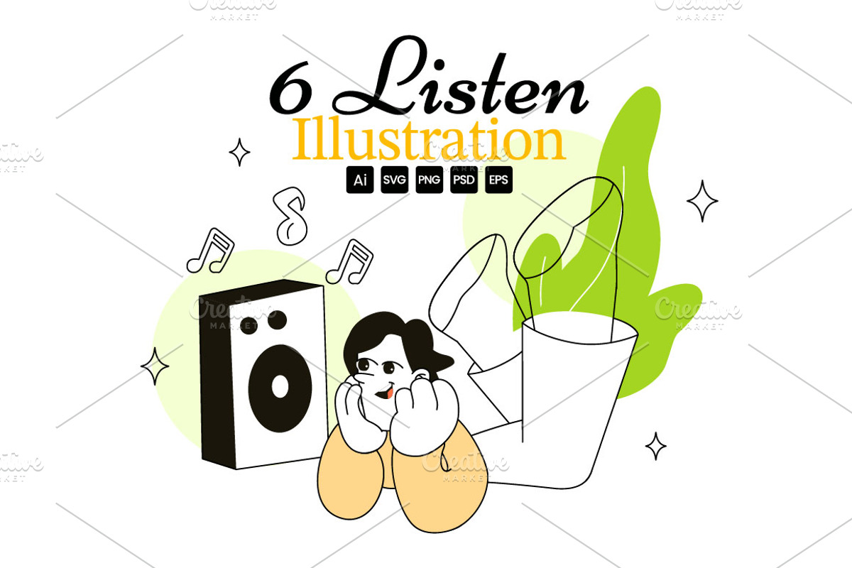 6 Listen Vector Illustration, a Person Illustration by denayunebgt (Photo 1 of 3)