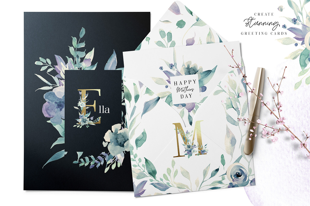 A Mountain Summer Watercolor Set, an Illustration by Creativeqube Design (Photo 3 of 19)
