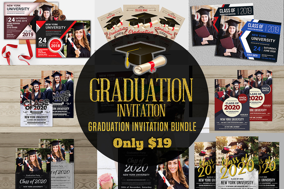 Graduation Invitation Bundle, an Invitation Template by AfzaalGraphics (Photo 1 of 19)