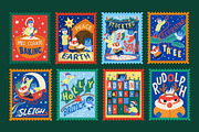 50 Christmas Stamp Illustrations, a Seasonal Illustration by Vectors Market (Thumbnail 8 of 11)