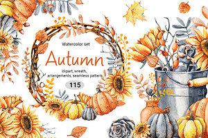 Autumn watercolor collection