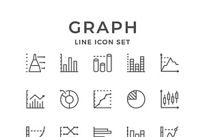 Set line icons of graph and diagram, an Outline Icon by motorama