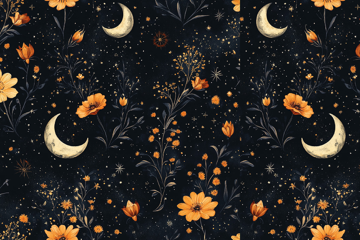 Celestial Floral Seamless Patterns, an Illustration by Dream Creation (Photo 5 of 5)