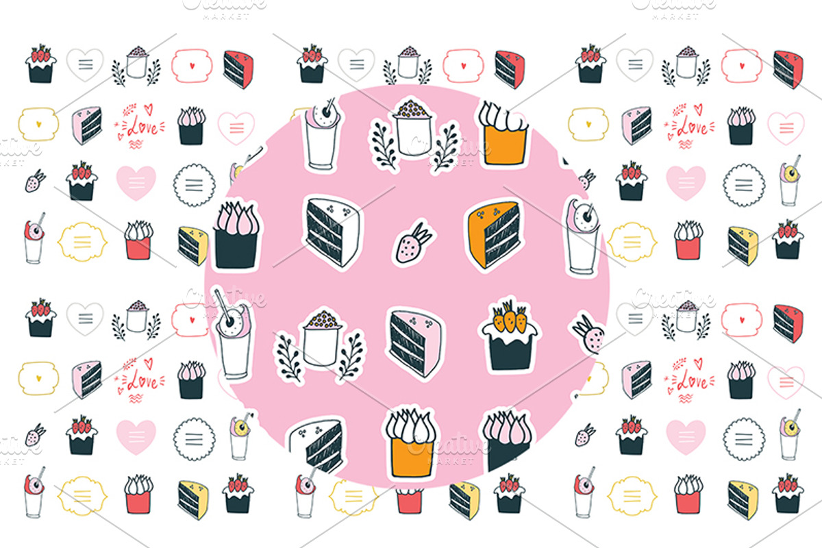 Food & Decoration Handdrawn Elements, a Decorative Illustration by Anttoniu
