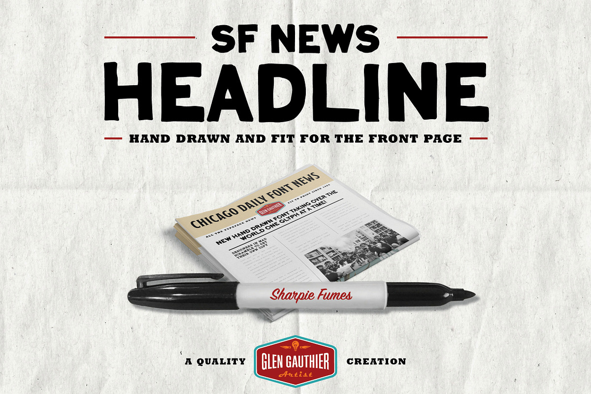 Sharpie Fumes News Headline, a Handwritten Font by Glen Gauthier (Photo 1 of 4)