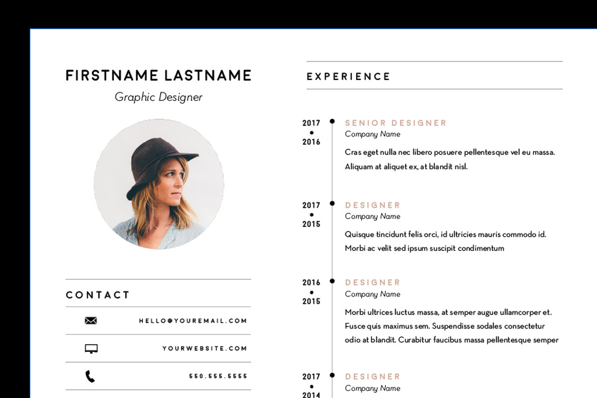 Minimal Sophisticated Resume / CV, a Resume Template by QuixoticDesignCo (Photo 3 of 3)