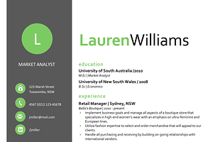 Green Resume Template For Word