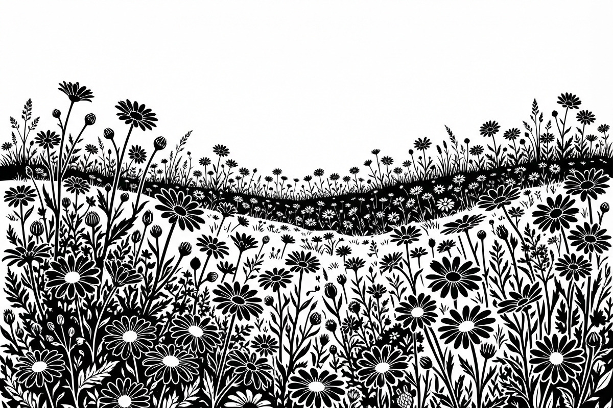 60 Daisy Flower Field Silhouette, a Seasonal Illustration by Amazin_art (Photo 18 of 22)