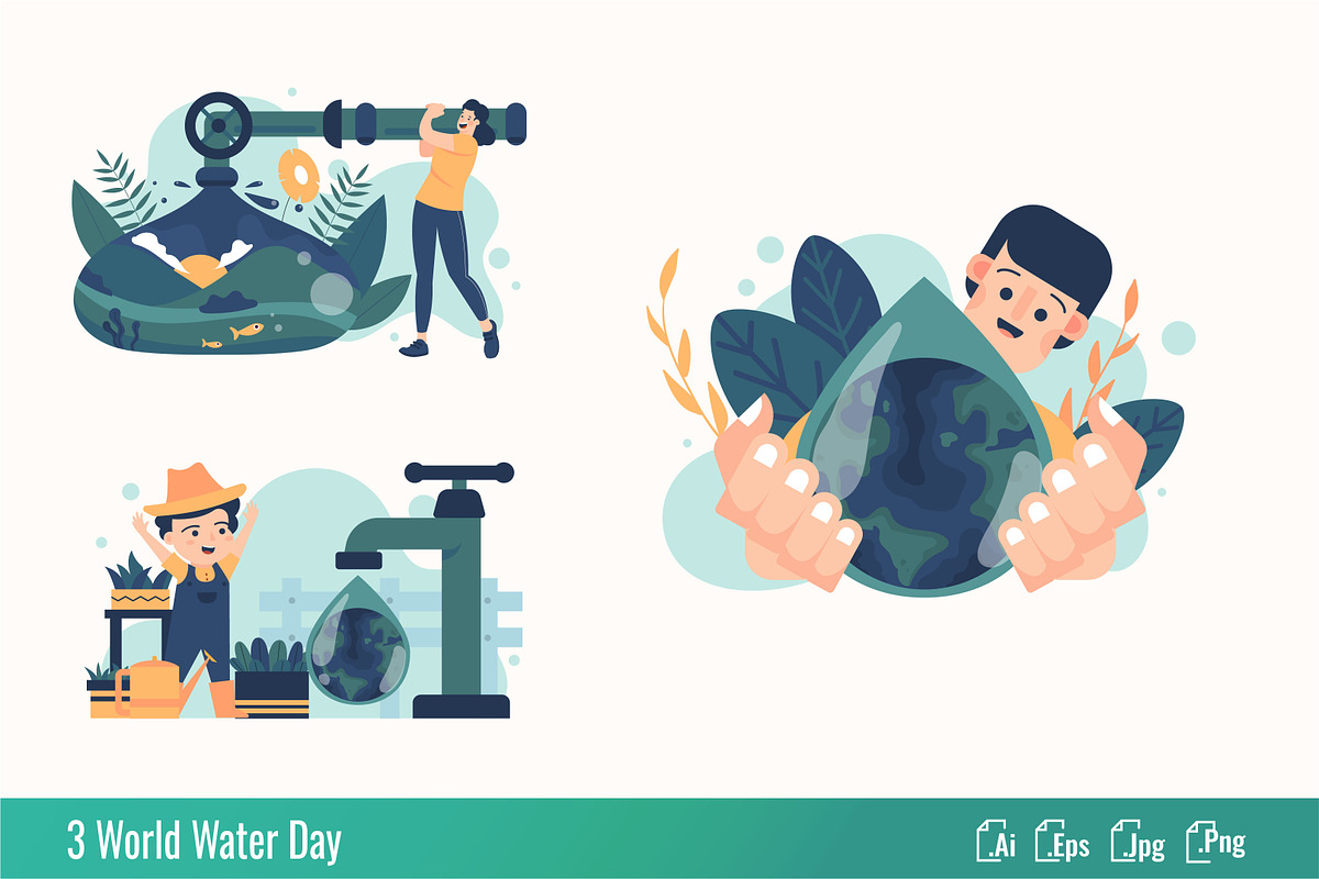 World Water Day - Flat Illustration, an Education Illustration by SlideFactory