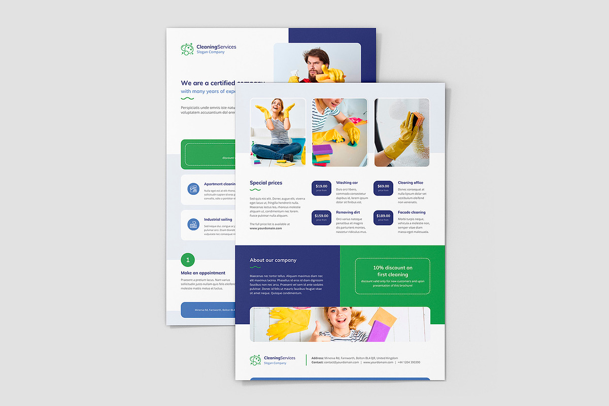 Cleaning Service Canva Flyer Design, a Flyer Template by artbart (Photo 3 of 9)