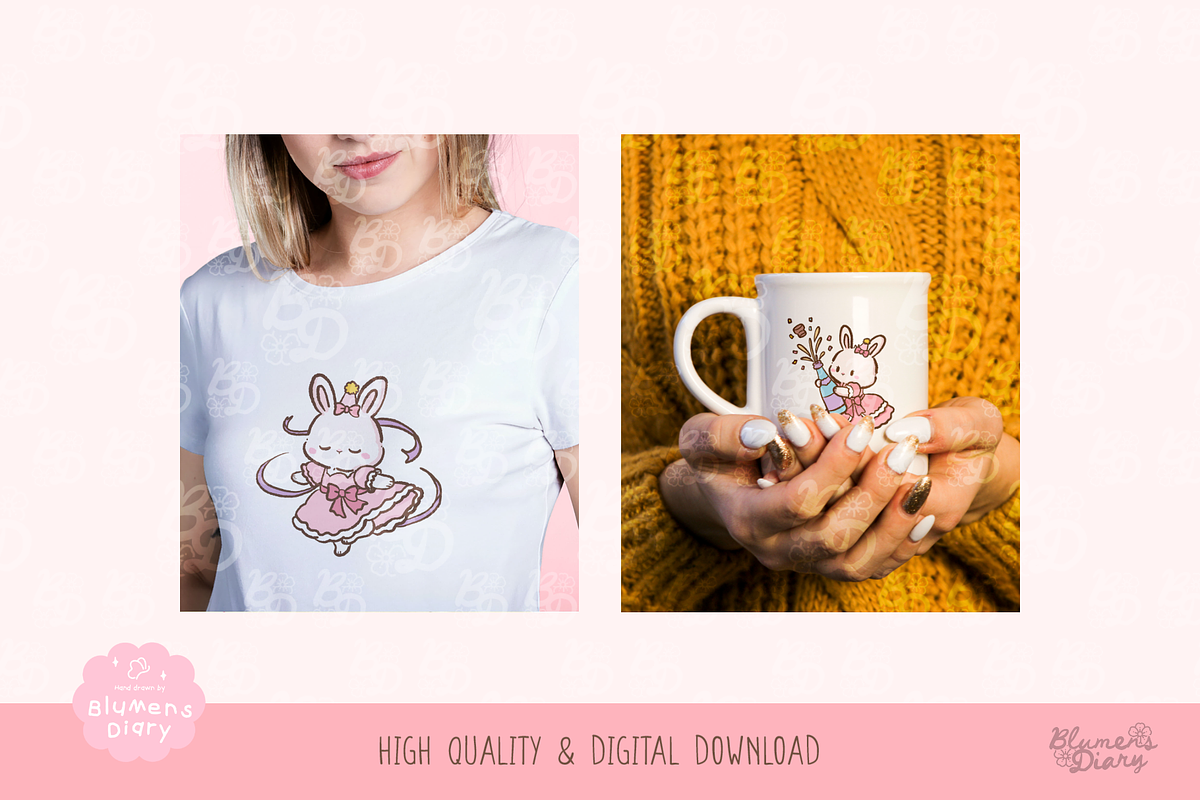 Confetti Bunny Birthday Clipart, an Animal Illustration by Blumensdiary (Photo 4 of 6)