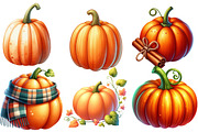Watercolor Autumn Pumpkin Clipart, a Work Illustration by cherrydesign (Thumbnail 4 of 4)
