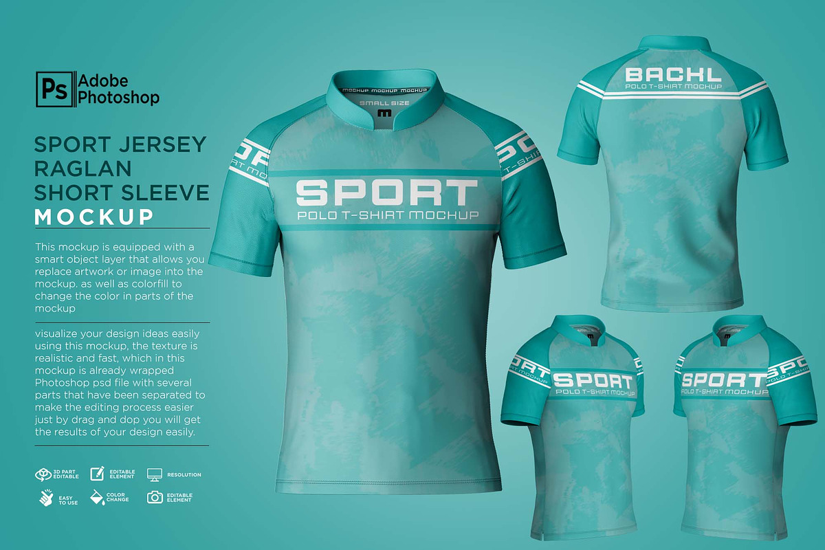Sport Jersey Raglan Short Mockup, a Shirt Mockup by Nanggroe Scripting (Photo 1 of 9)