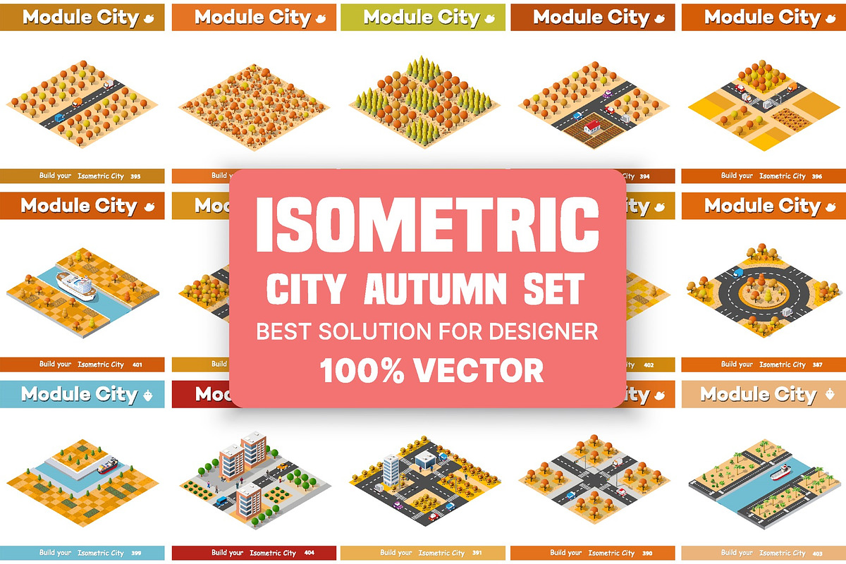 Isometric set of blocks module of, an Object Illustration by AlexZeL (Photo 1 of 5)