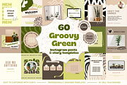 Groovy Green Instagram Templates Set, a Social Media Template by Hell Yeah Designs (Thumbnail 1 of 11)
