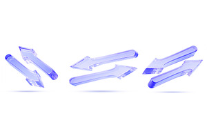 Blue glass transfer arrows 3d icon