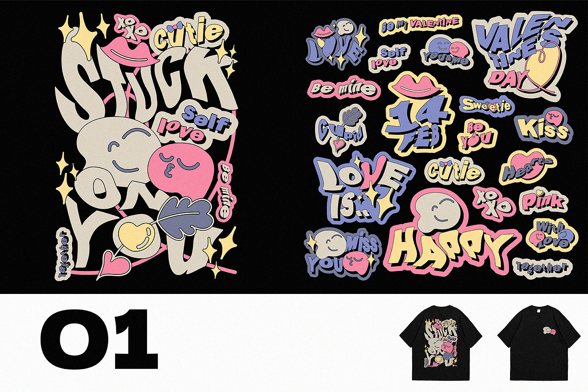 Love Typography Sticker Pack Vol.1, a Graphic by 159room.studio (Photo 2 of 6)