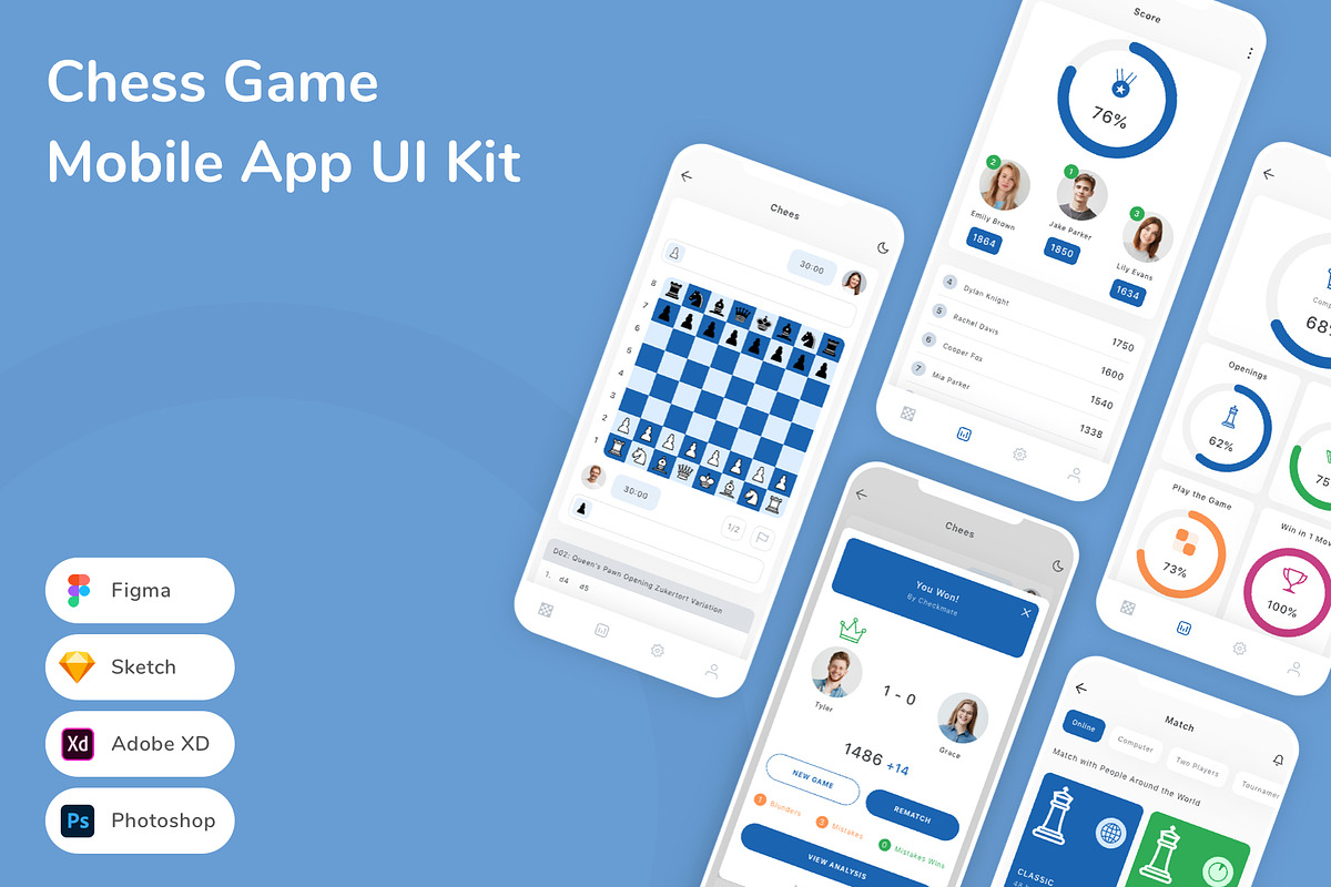 Chess Game Mobile App UI Kit, an UI Kit Template by Betush