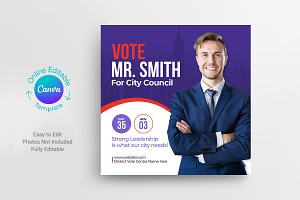 Election Post Banner Canva Template
