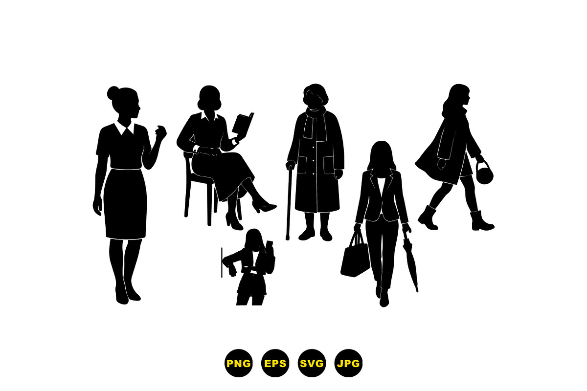 Modern Women Silhouette Pack, an Illustration by designvectx (Photo 2 of 3)