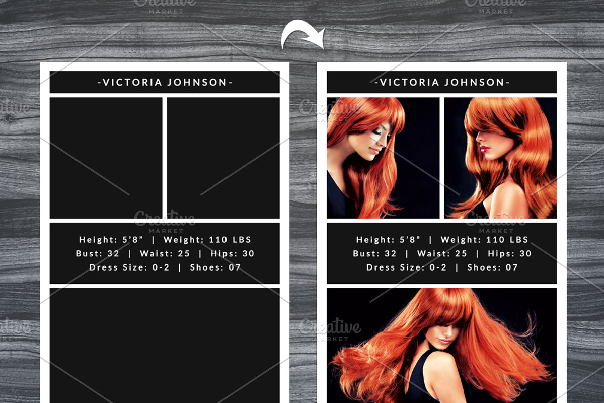 Model Comp Card Template, a Card Template by NM-Design-Studio (Photo 2 of 2)