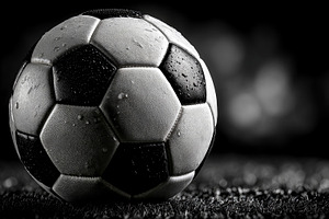 Dramatic Wet Soccer Ball on Dark Stadium Field, a Sports & Recreation Photo by José Manuel Gelpi