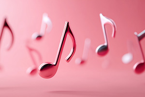 Floating pink metallic music notes, an Arts & Entertainment Photo by MistyDay