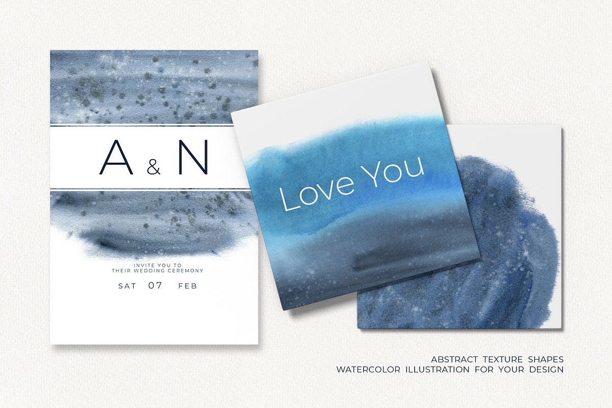 Blue Indigo Watercolor Washes Shapes, a Texture Illustration by YarovaArt (Photo 8 of 10)