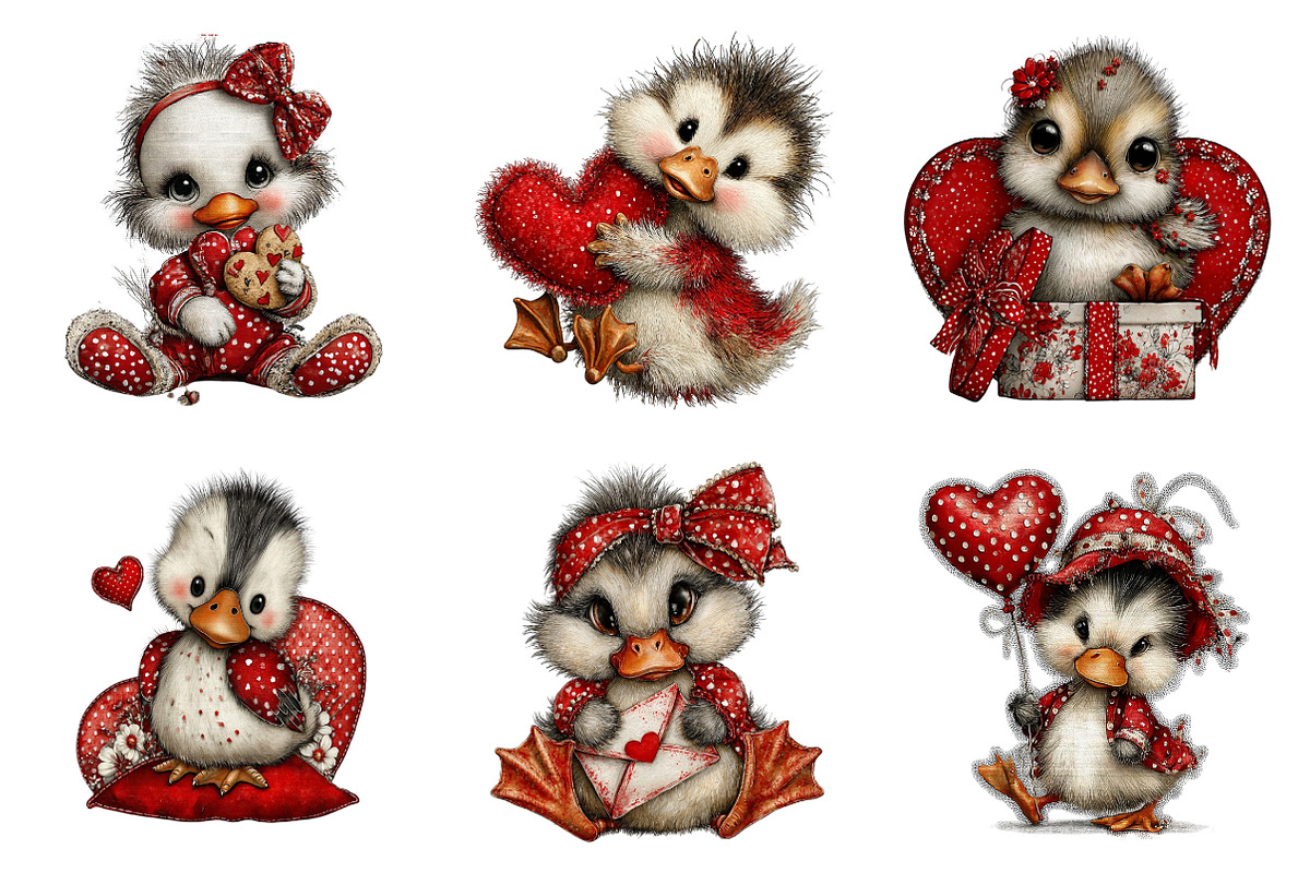 Cute Baby Duck Valentine Clipart, an Illustration by SinaCreation (Photo 5 of 11)