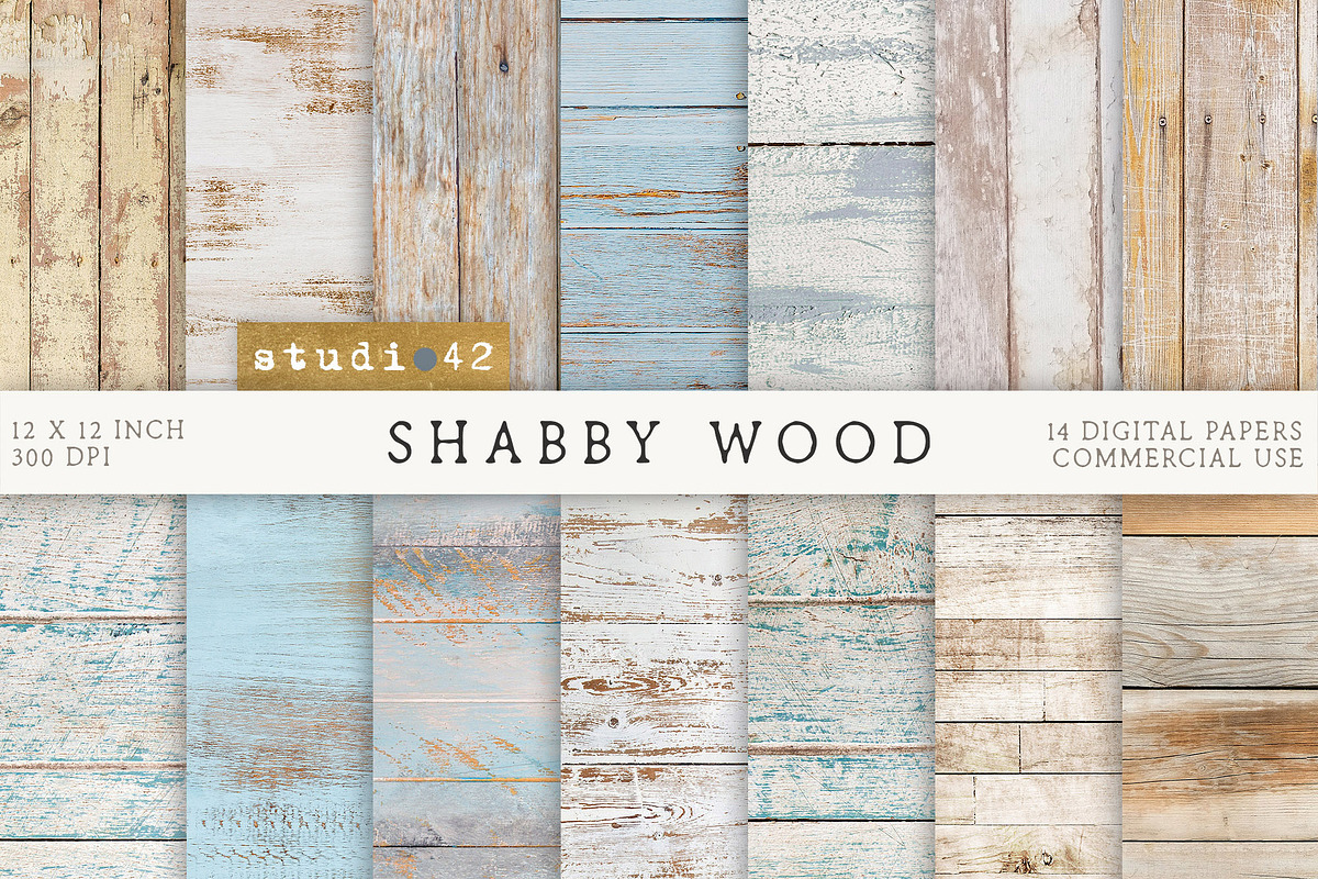 Shabby Wood Textures Digital Papers, a Texture Graphic by DreamStudio42 (Photo 1 of 4)