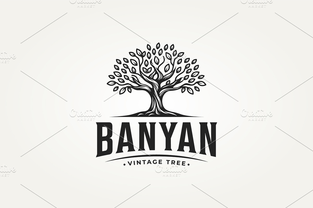oak banyan old tree label logo, a Branding & Logo Template by Blazybone (Photo 2 of 2)