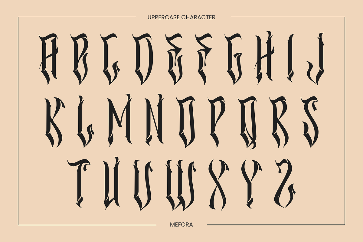Mefora - Blackletter Logo Font, a Blackletter Font by Nirmana Visual (Photo 2 of 8)