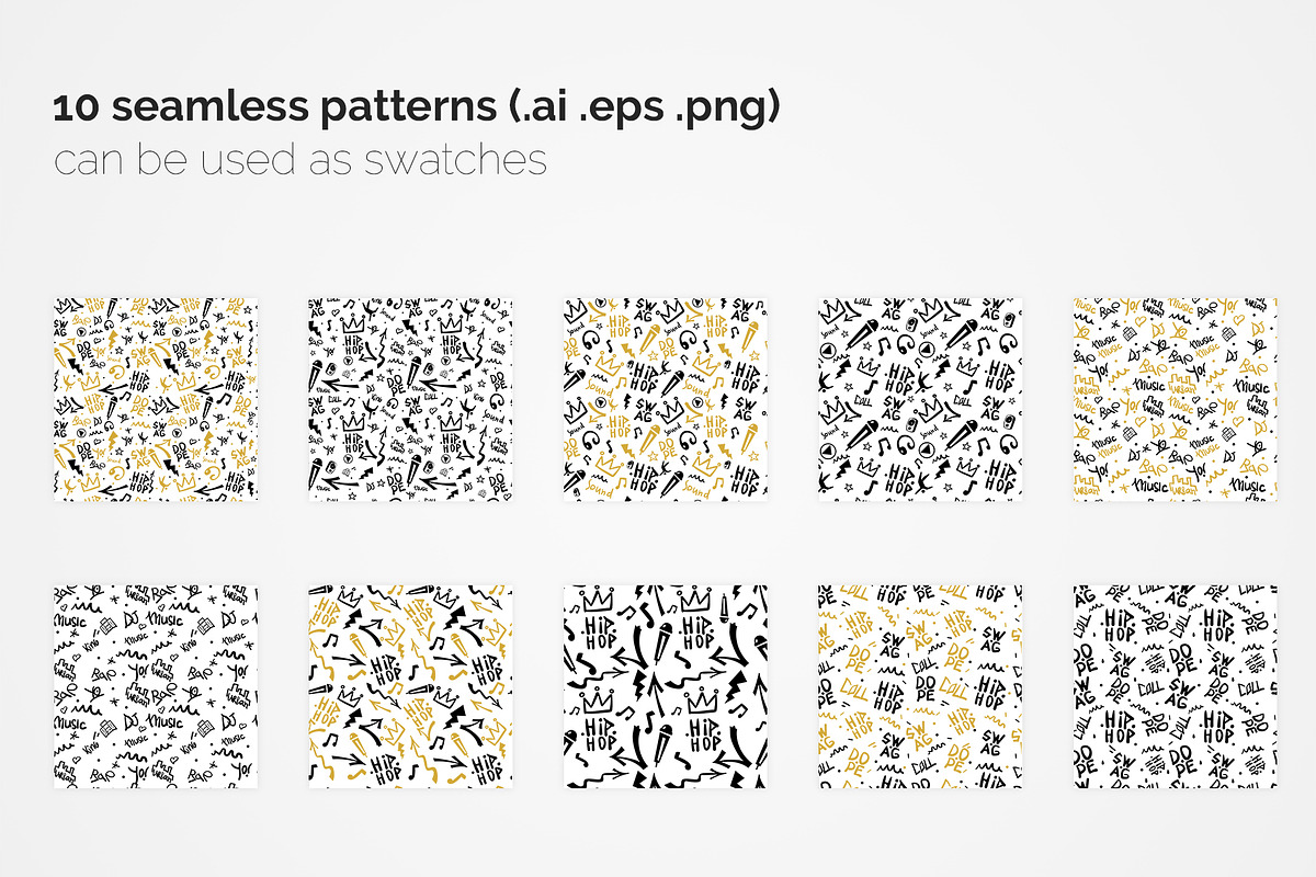 Rap Music Seamless Patterns, a Pattern Graphic by 3Y_Design (Photo 2 of 6)
