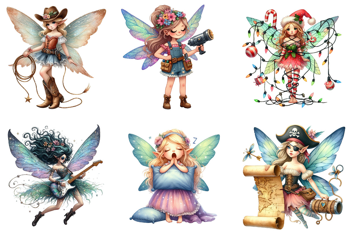 Quirky Funny Fairy Clipart, an Illustration by DreamArtGraphic (Photo 5 of 5)