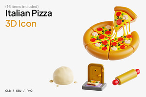 Italian Pizza 3D Icon Set, a Food & Drink 3D Model by Eklip Studio