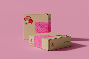 2 Cardboard Boxes With Tapes Mockup