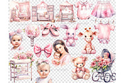 Baby Girl Clipart Bundle Newborn Bab, a Person Illustration by GlamArtZhanna (Thumbnail 5 of 5)