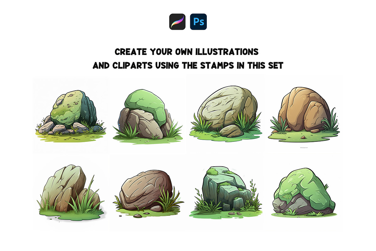 Landscape Procreate Photoshop stamps, a Brush Add-On by Spark Studio Brushes (Photo 4 of 7)