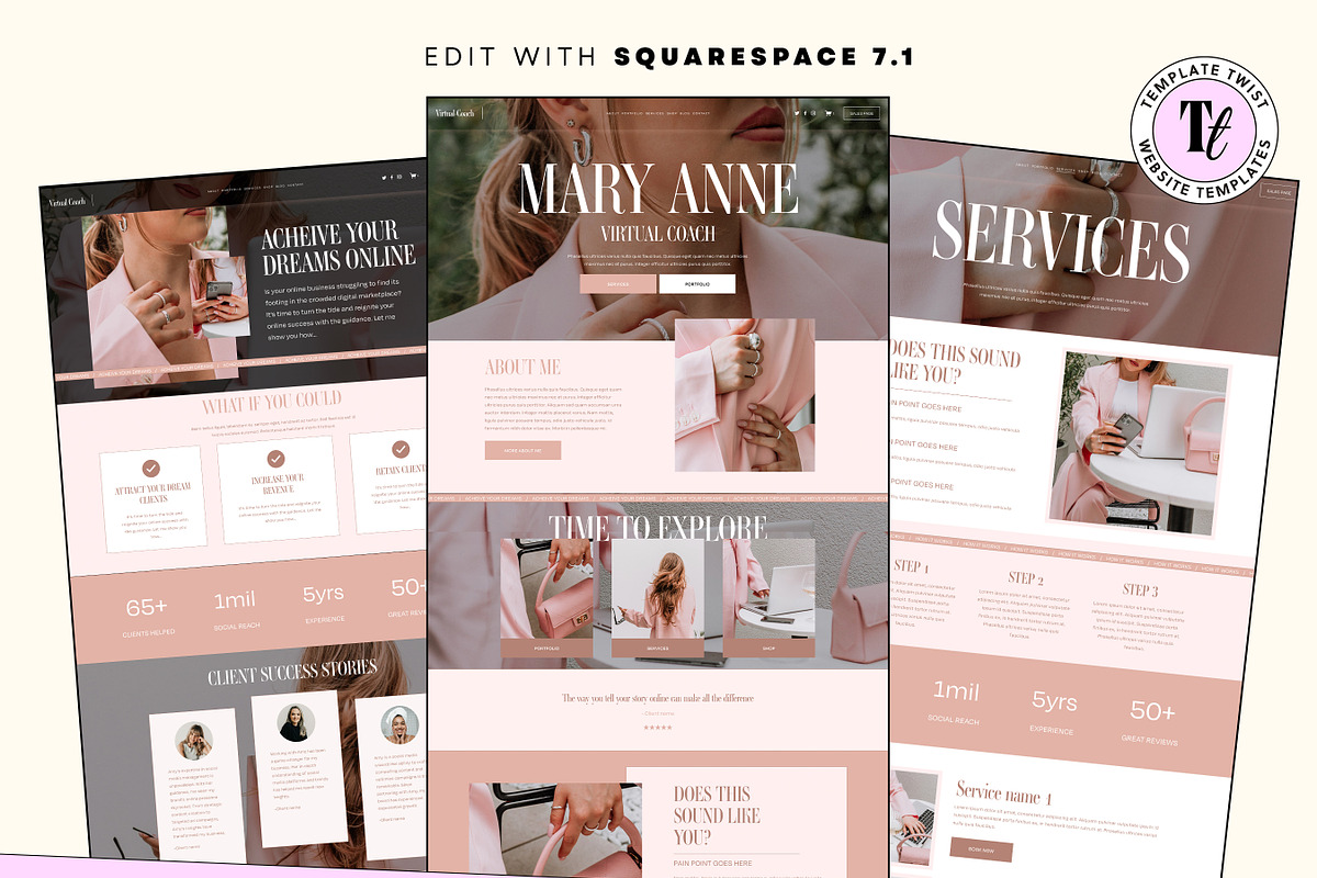Faceless Squarespace Coach Template, a Squarespace Template by Template Twist Shop (Photo 2 of 10)