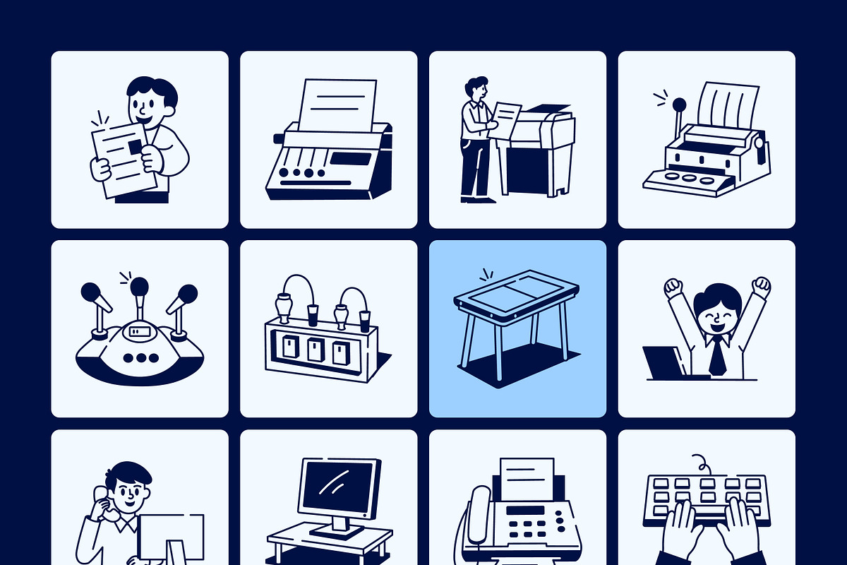 Office Work Drawing Art Set, an Outline Icon by Vectors Market (Photo 8 of 9)