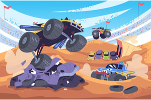 Monster truck show. Monstertruck, a Sport Illustration by Stock-Smart-Start