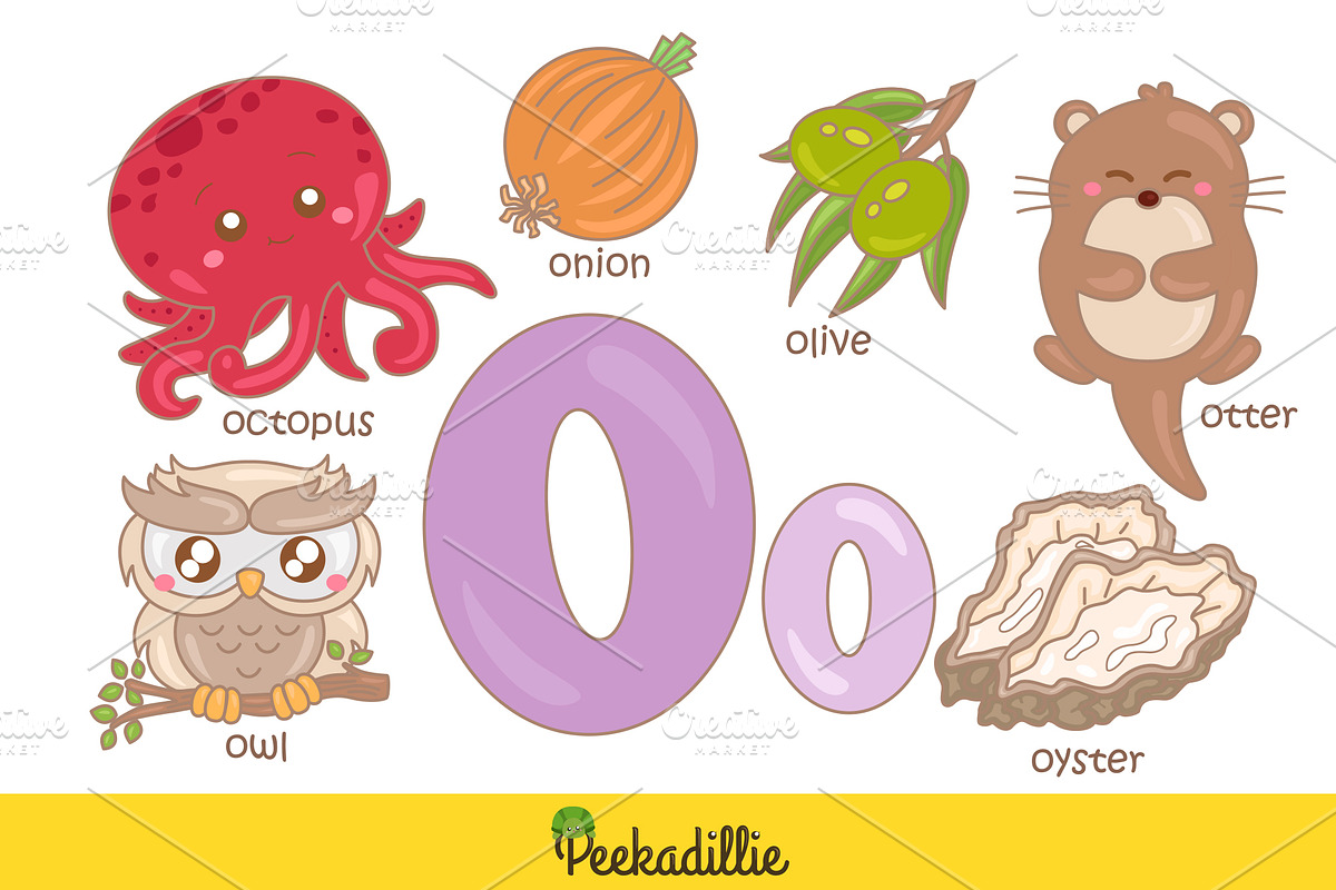 Alphabet O For Vocabulary Clipart, an Education Illustration by Peekadillie Art (Photo 2 of 3)
