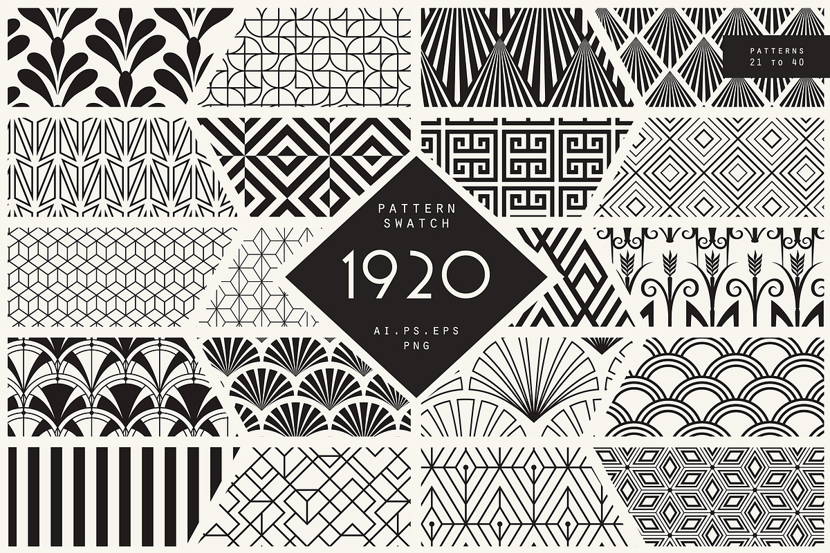 1920 Art Deco Seamless Patterns, a Pattern Graphic by The Paper Town (Photo 7 of 15)
