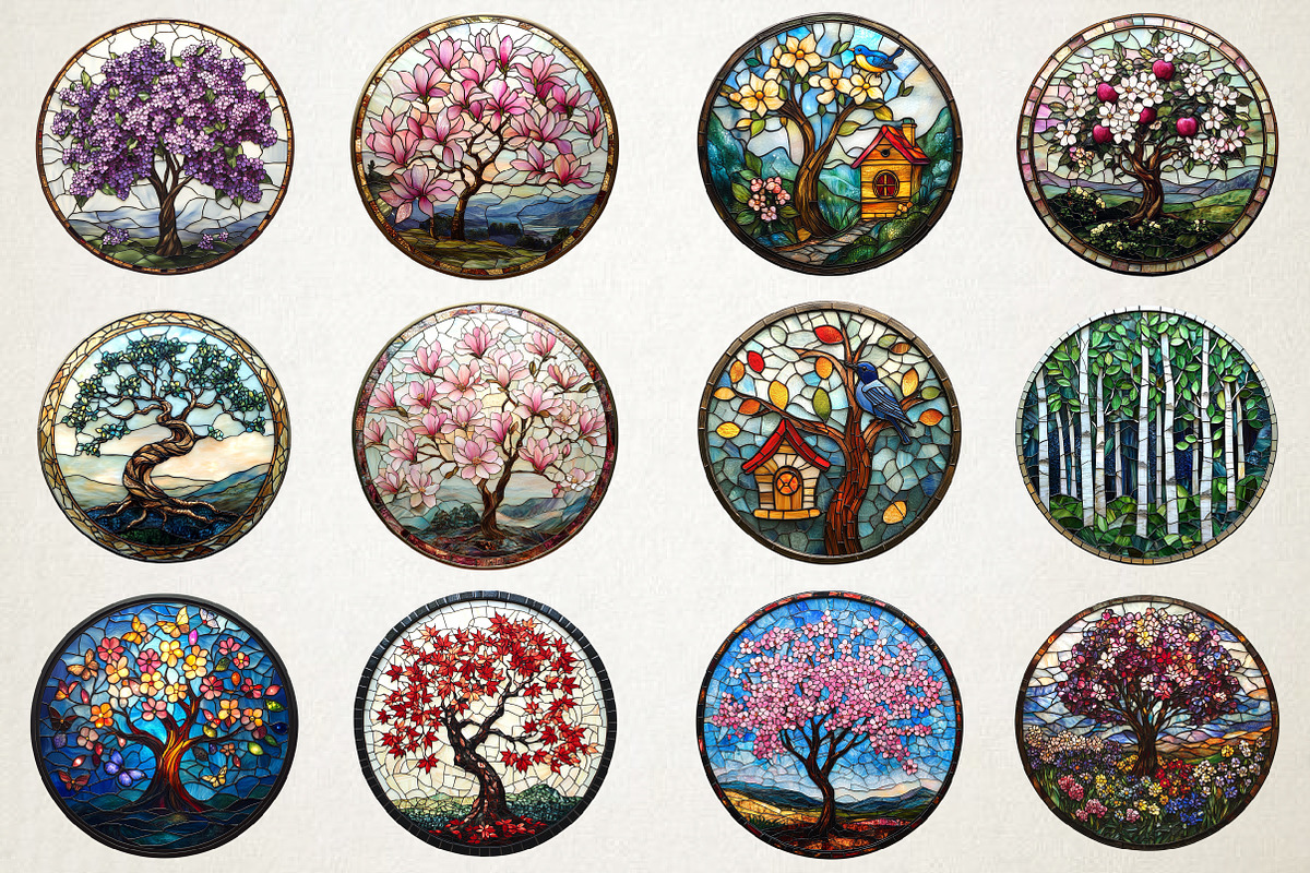Spring Tree Stained Glass PNG, an Illustration by RobertsArt (Photo 3 of 5)