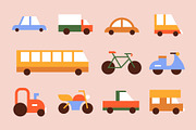 Flat Vehicle Set, a Transportation Illustration by Léo Alexandre (Thumbnail 2 of 5)